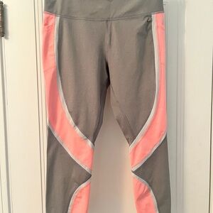 Avia Gray and Pink Leggings with Dynamic Color-Blocking